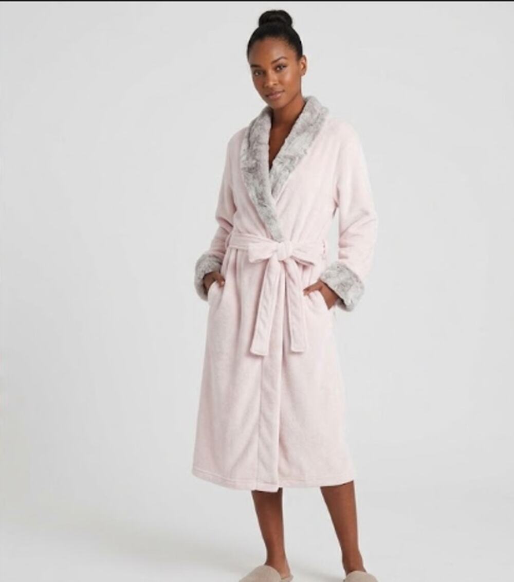 Carole Hochman faux fur trimmed plush bathrobe size XL *K